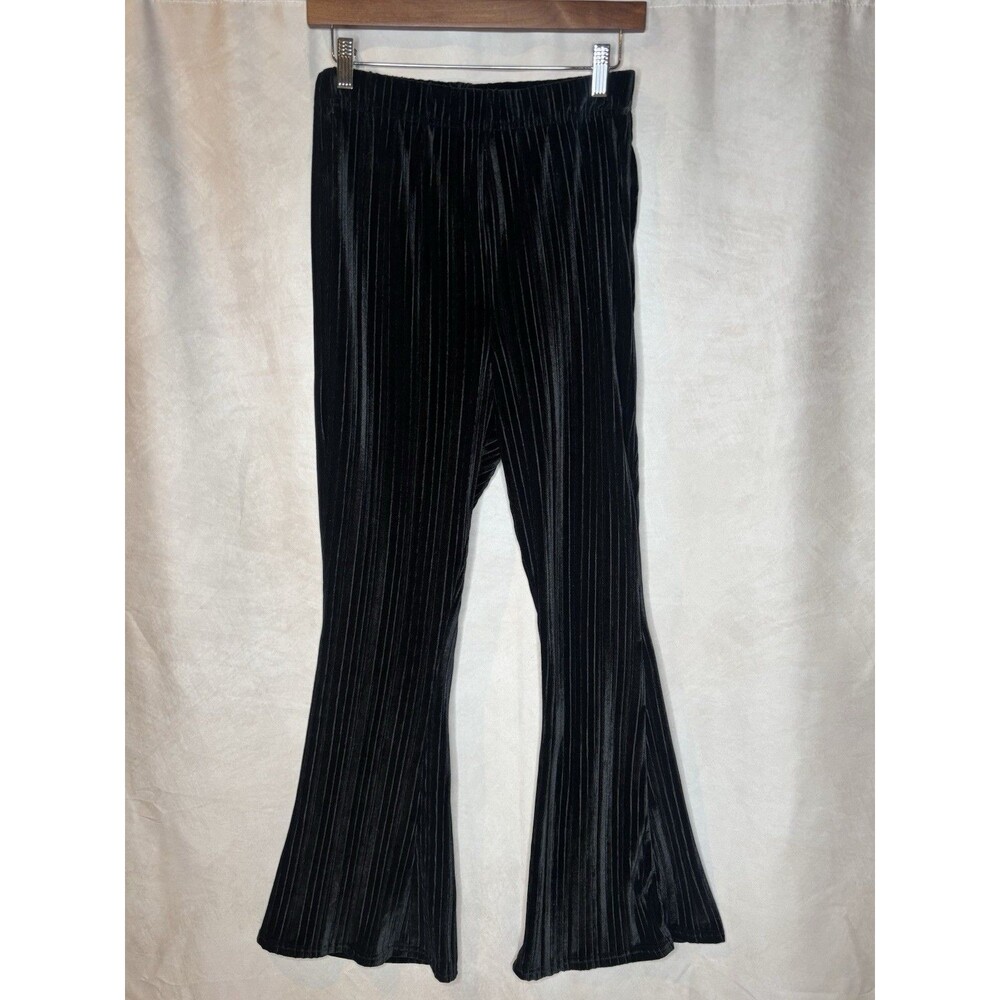 Wild Fable Black Velvet Flare Pants Medium Ribbed Stretch Boho Y2K